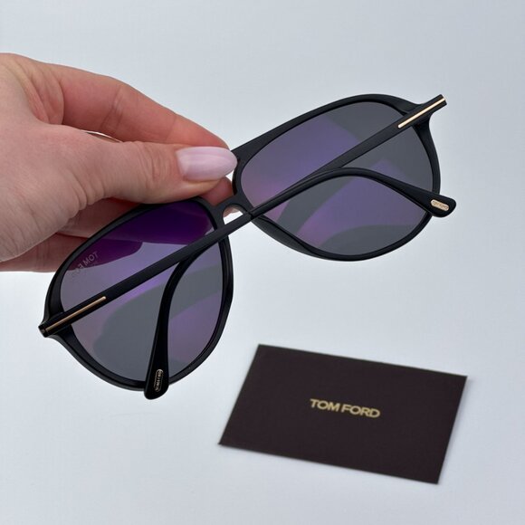 Tom Ford Women Shiny Black Smoke Pilot BRAND NEW Sunglasses SAMSON-02 FT0909/S - Picture 3 of 13